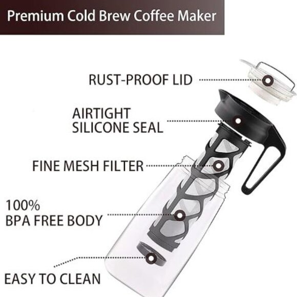 MKTMBT Cold Brew Coffee Maker, Iced Coffee Maker Tea Brewer 2 Qt (68oz/2000ml) - Picture 6 of 7